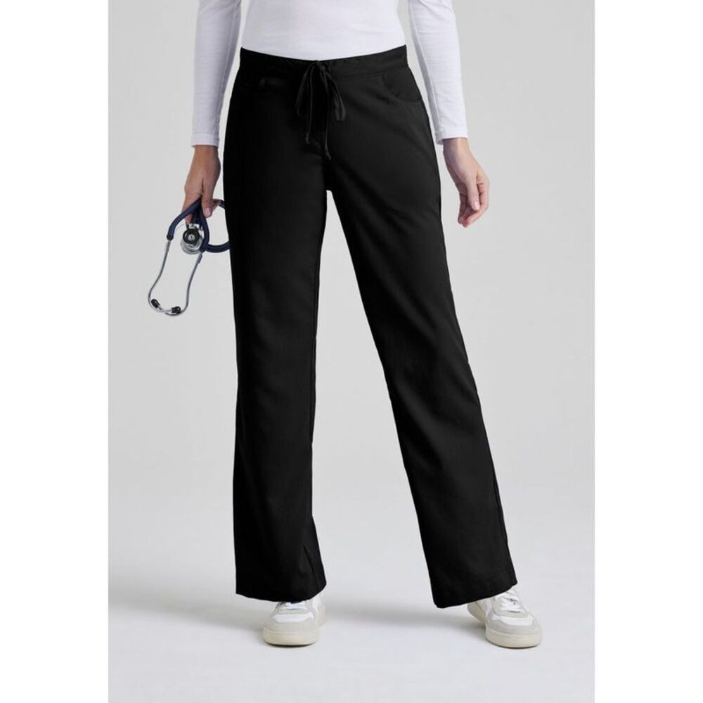 Women's Riley 5-Pocket Mid-Rise Flared Leg Scrub Pant 5X Large Black.